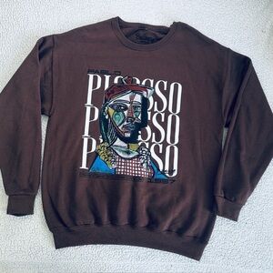 Pablo Picasso Bowery Supply Co. Sweatshirt Crewneck Size L Brown Lined NWOT
